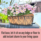 LaLaGreen Metal Wall Planter (16 in, 2 Pack) Black Coco Liner Flower Boxes - Image 7