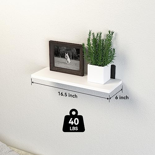 DOLLFIO Floating Wall Shelves, Decor & Storage, White, 16.5'', 8Pcs - Image 3
