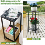 Party Zealot 2 Packs of 2-Tier Tall Metal Square Plant Stand 31” Heavy-Duty Modern Flower Pot Rack for Indoor Living Room, Corner Side Table for Outdoor Patio, Garden Planter Holder, Black, Leaf - Image 5