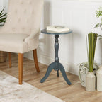 Decor Therapy Simplify Round Pedestal Accent Side Table, Chic & Compact MDF Furniture for Traditional Stylish Spaces - Antique Iced Blue - (15" x 15" x 24") - Image 2