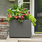PolyStone Monterray Cube Planter – 23" x 19" x 19" – Large Square Indoor/Outdoor Planter Box for Patio & Garden – Modern Stone-Look Resin – All-Weather w/Drainage Holes - Made in USA - Chocolate Brown - Image 4
