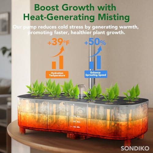 Sondiko Hydroponics Growing System Kit with Atomization Technology, Indoor Garden kit with 48W LED Grow Light, Quiet Water Pump, Automatic Timer, Height Adjustable, 5L Large Tank Plant Germination Kit - Image 2