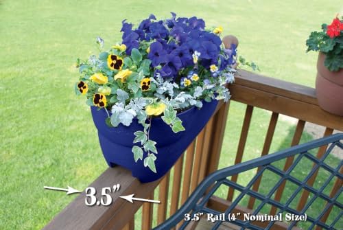 Emsco Group Bloomers Railing Planter with Drainage Holes- 24” W- Cobalt Blue - Image 4