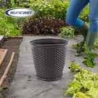 Suncast Sonora 4 Pack 22 Inch Plastic Wicker Indoor or Outdoor Decorative Garden Flower Planter for Entryways, Porch, and Backyard Patios, Dark Brown - Image 5