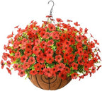 Artificial Hanging Flowers Basket for Outdoor, UV Resistant Plants Daisy by ZFProcessArtificialFlowers