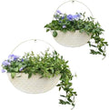2-Piece Metal Planter Wall Hanging Baskets Decor Half-Moon Wall Mount Planter Set for Shabby Chic Farmhouse Outdoor Indoor Wall Decor by Unknown