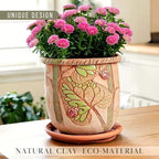 STP GOODS Ceramic Pot with Drainage Hole and Saucer, Plant Pots, Modern Decorative Planters for House Plants Indoor Flowers Plants, Cute Flower Pot - Gifts (Ladybugs (1.6 L)) - Image 4