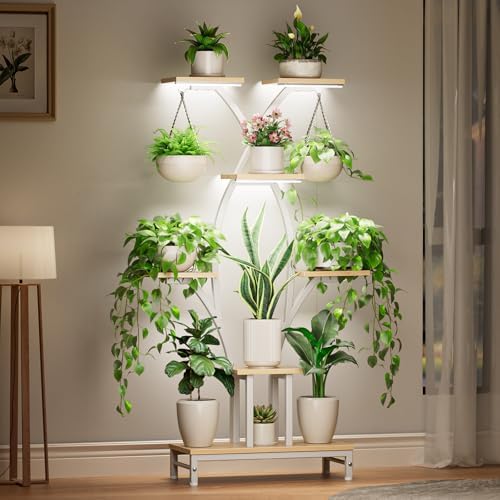 Plant Stand Indoor with Grow Lights - 7 Tiered Metal Corner Shelf for Multiple Plants, 64.2" Corner Plant Stand for Indoor Plants, X-Shaped Plant Rack for Home, Living Room, Office & Patio Decor by Unknown