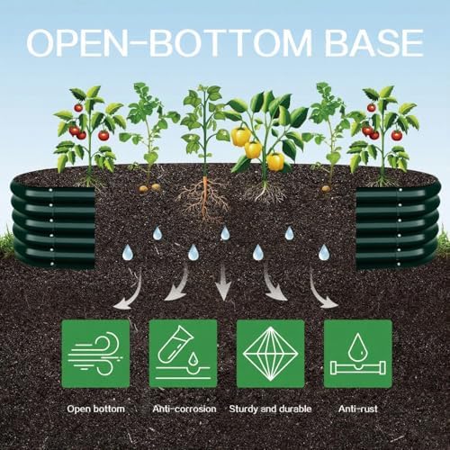 Gardmax Galvanized Raised Garden Bed, Lightweight Planter Boxes Outdoor with Easy Assembly, Large Garden Bed for Vegetables, Fruits, Flower Dark Green 8x2x1.5 FT - Image 2