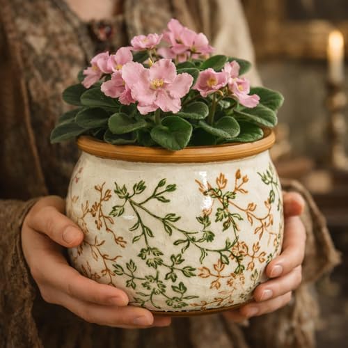 Vintage Ceramic Flower Pot, 6.5 & 9in, with Drainage & Filter - Image 3