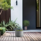 Kante Small Round Pedestal Pale Gray Concrete Planter 9.8" Dia, Outdoor - Image 5