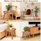 Solid Wooden Stool 11.7''H Wooden Plants Stand Wooden Decorative Stool Small Wood Stand for Bathroom Bedroom Livingroom Kitchen Bathroom - Image 6
