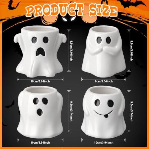 DoubleFill 4 Pcs Halloween Ceramic Ghost Planter - Image 2