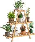 GHWIE Plant Stand Indoor Plant Shelf Outdoor bamboo Plant Rack, 3 Tiers Ladder Plant Holder Flower Stand for Living Room Balcony Garden Patio,Living Room Boho Home Decor for Gardening Gifts (Natural) by GHWIE