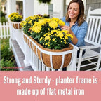 LaLaGreen Deck Railing Planter Boxes (2 Pack, 30") White Metal Rectangular Window Flower Box with Coco Liner, Large Wall Hanging Planter for Outdoor Plants Balcony Fence Deck Rail Porch Patio Garden - Image 5