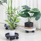 Planter Stand with Rotating Wheels, Round Trolley Rolling Flower Pot Caddy for Plants Large Vases Whiskey Barrels Furniture, Indoor Outdoor Plant Cart Support Rack (40cm,White) - Image 7