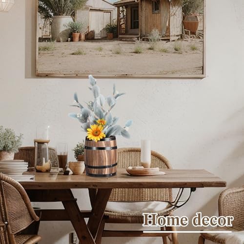 GlikCeil 6 Pcs Wood Wine Barrel Vase Flower Vase Container, 8 x 6.5 Inch - Image 4