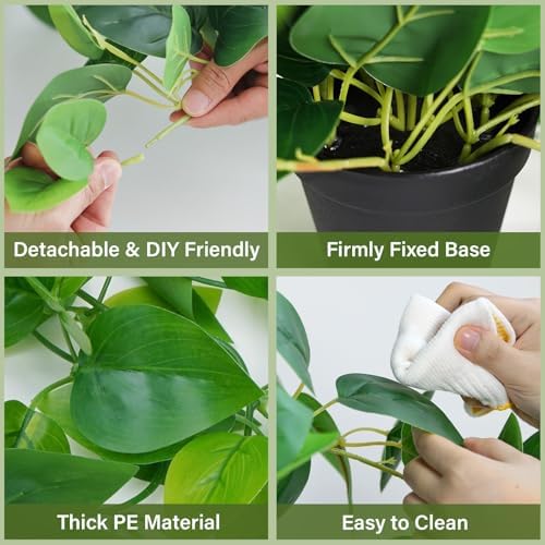Tiita Artificial Pothos Plants in Pots, 2 Pack for Desk and Shelf Decor - Image 4