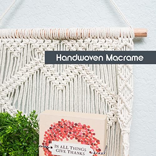 SnugLife 2 Tier Macrame Wall Hanging Shelf with Woven Rope - Boho Pine Wood Shelves for Plants, Bathroom, Kitchen - Image 3