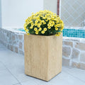 Christopher Knight Home Jorine Rectangular Planter, Patio Plant Urn, Lightweight Concrete Garden Pot, Plant Pot with Drain Plug, Outdoor Large Planter for Backyard Garden Poolside, 19.75" Travertine by ChristopherKnightHome