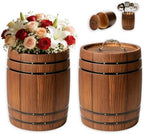 2-Pack 7.9 in Wooden Whiskey Barrel Vases with Brass Hoops ，Vintage Rustic Burnt Wood Cooking Tool Utensil Holder ，Rustic Flower Vase for Home Decor, Western Farmhouse Vintage Kitchen (Brown 2) by Unknown
