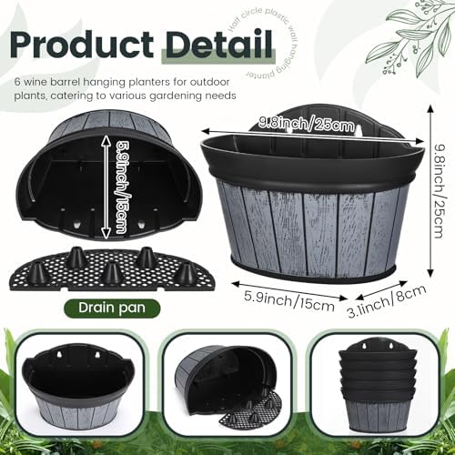 Layhit 6 Pcs Wall Hanging Planters, 10 Inches, Black - Image 2