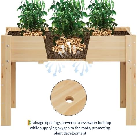 Wood Elevated Planter Box with Legs for Outdoor Vegetable and Herb Planting - Image 6