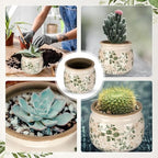 7.7" Large Ceramic Plant Pot Beige Green Jasmine Vine Crackle Glaze Rustic Flowers Pot Decorative Planter with Drainage for Indoor Outdoor Plants Home Kitchen Office Decor Gift - Image 6