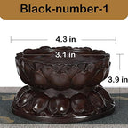 Round Wooden Ebony Lotus Base Buddha Statue Sculpture Stand - Image 2