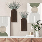 Dnnnii 2 Pack Wooden Wall Vase Set - Dark Brown Finish Modern Farmhouse & Boho Wall Decor for Entryway, Hallway, Bathroom, Living Room, Dining Room, Narrow Spaces - Image 4