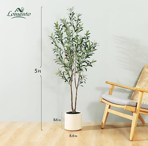LOMANTO Artificial Olive Trees, 5 ft Tall Fake Olive Trees for Indoor - Image 4