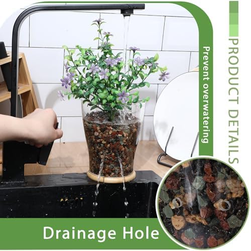 Baderke Glass Orchid Vase with Holes, Clear Planter Bamboo Tray, 6 Inch - Image 4