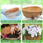 ZeeDix 2 Pack 20 Inch Large Hanging Baskets for Plants Outdoor with Coconut Liners Replacement, Hanging planters Baskets with Natural Coco Liner for Outdoor Indoor Planters Flowers Vegetables - Image 4