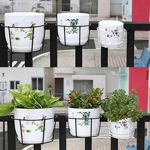 DOITOOL 2Pcs Iron Art Hanging Basket Flowerpot Holder with Hooks Black Metal Plant Stand for Balcony Railing Patio Office Bonsai Space Saver 11.8 Inch - Image 2