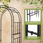 Outvita 7FT Black Metal Garden Arch Arbor with Gate - Image 5