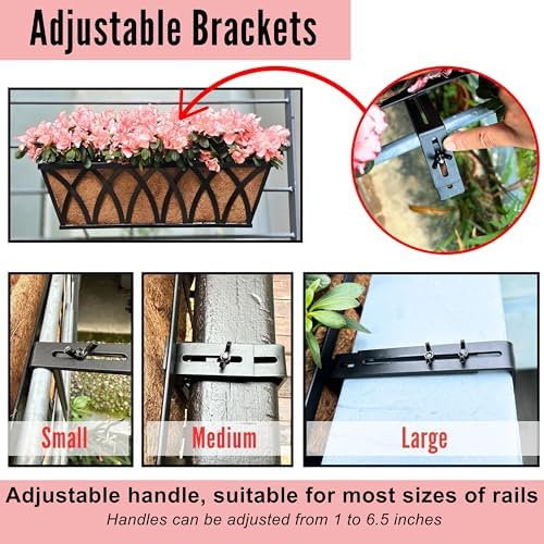 LaLaGreen Outdoor Railing Planter (24 in, 4 Pack) Black Flower Box Holder - Image 3