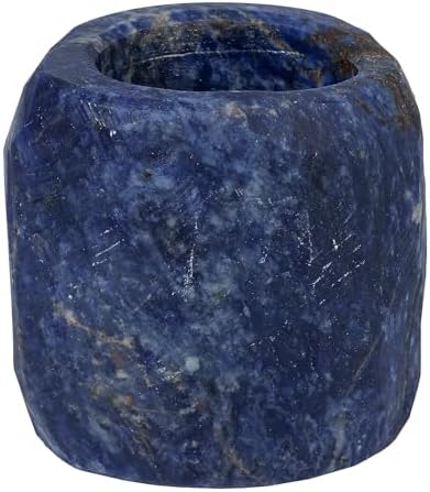 rockcloud Natural Raw Blue Sodalite Quartz Taper Tea Light Candle Holder by rockcloud