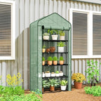 5-Tier Mini Greenhouse with PE Cover, Roll-Up Door, 76 x 35.4 x 19.3 in - Image 3