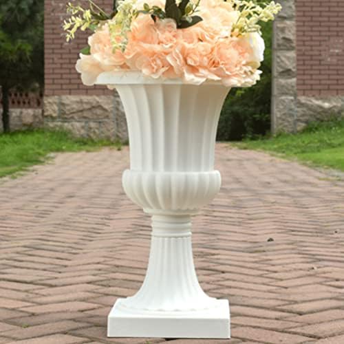 Happyyami Outdoor Planters White Urn Planter Plastic Wedding Flowerpots Roman Pillar Plant Pot Rustic Greek Column Statue Vintage Style Wedding Centerpieces Vase for Front Porch Door Planter - Image 3