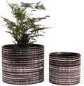 Plant Pots Indoor 2 Pack, 5 & 7 Inch Ceramic Planter Pots with Drainage Hole, Set of 2 Flower Pots - Herbs/Snake/Succulent/Orchid Cylinder Plant Pot(Black) by Padolitlay