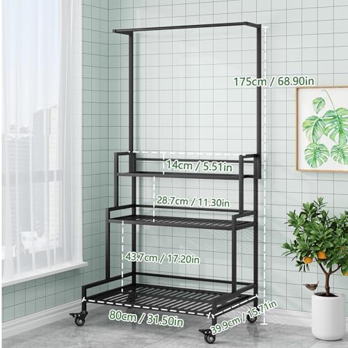 YIZAJIA Plant Stand Indoor Outdoor Hanging Tiered Stands Shelf With wheel - Image 3