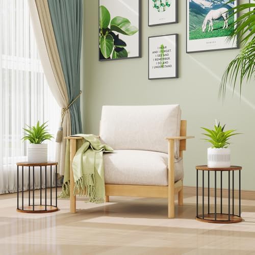 Plant Stand Indoor,small plant stool,Flower Pot Corner stand holder,Mid Century Heavy Duty Metal Tall Home Decor,Modern Round End Table,Small Rustic Display Stand for Living Room,Bedroom(Brown,2 Packs) - Image 7