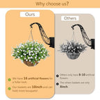 NETAP Artificial Hanging Flowers Basket for Outdoor, 16 Fake Flowers Look Real UV Resistant, Faux Hanging Plants for Porch, Balcony, Patio, Garden, Spring Summer Decor,White - Image 4