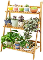 3/4-Tier Folding Bamboo Plant Stand, Flower Pot Display Shelf Rack Tiered Plant Stand, Flower Display & Storage Rack, Planter Ladder Shelf for Patio Garden Balcony,A-70 * 40 * 96cm by Unknown