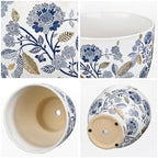 2Pcs Blue and White Ceramic Planter Pot with Drainage for Plants Flowers - Image 6