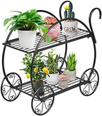 S AFSTAR Metal Plant Stand, Two Tiered Garden Cart Shelf for Indoor Outdoor Home Garden Patio, Parisian Style Flower Pot Holder, Stable and Durable by Safstar