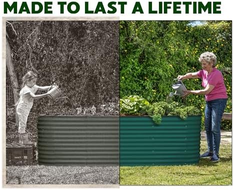 Plant & Plot Galvanized Raised Garden Beds Outdoor // 6×2×2 ft Planter Raised Beds for Gardening, Vegetables, Flowers // Large Metal Garden Box (Dark Green) // Patented Tool-Free Design - Image 3