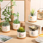 Funnymoom 12 Pcs Inspirational Succulent Pots Bulk Back to School Teacher Gift Floral Ceramic Planter with Bamboo Tray Thank You Gifts for Coworker Employee Office Staff, Plant Excluded (Stylish) - Image 4