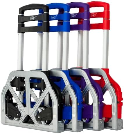 FCH Folding Hand Truck, Aluminum Portable Folding Hand Cart,155lbs Capacity Hand Cart and Dolly Ideal for Home, Auto, Office,Travel Use, Red by FCH