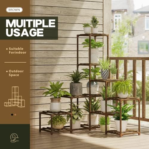 Bamworld Plant Stand Indoor Corner Plant Shelf Wood Plant Holder 13 Pots for Multiple Plants Home Decor for Gardening Gifts - Image 2